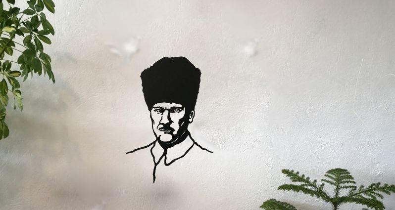 Atatürk Kalpaklı Metal Pano